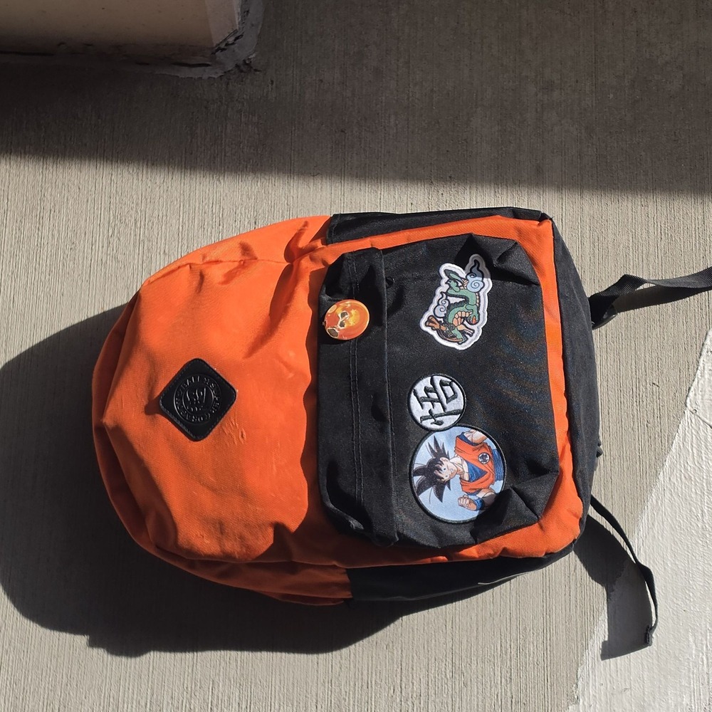 Dragon Ball Z Goku Backpack Orange Black Kanji Symbol Anime School Bag